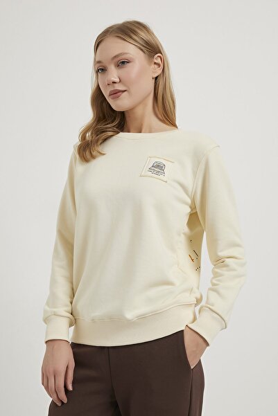 Arma Life Women's Back Printed Crew Neck Yellow Sweatshirt
