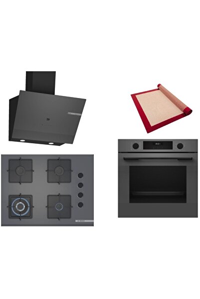 Bosch Gri 3 lü Ankastre Set (HUA717BN0T-POH7C9P30O-DWK67PJ70T) Buhar Destekli...