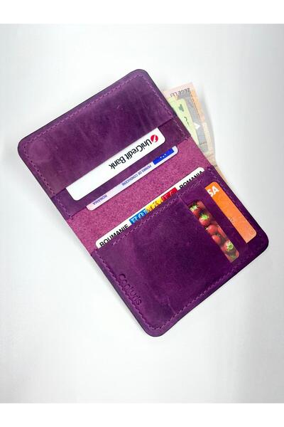 OMP Travel Slim Wallet, Genuine Leather Purple