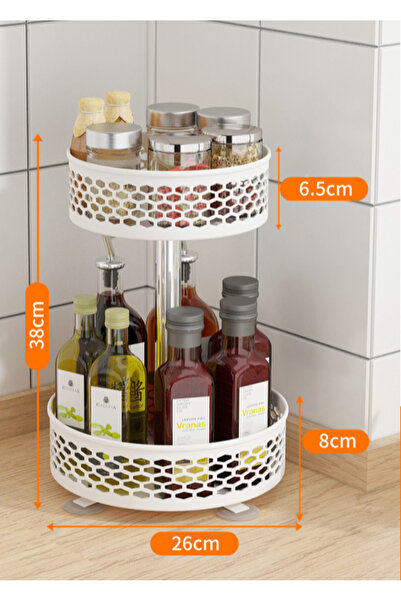 Trendy's Organizator bucatarie alb, rotund,cu doua nivele 26×7,5 cm