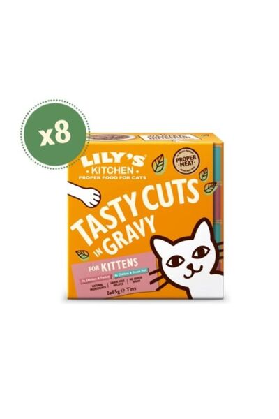 Lily's Kitchen قطع لذيذة في المرق للقطط الصغيرة - عبوة متعددة 8 × 85 جرام