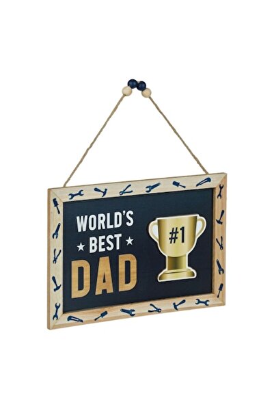 SHOPIENS Placă decorativă din lemn, Cel mai bun tată din lume, Negru-Maro, 30x20cm