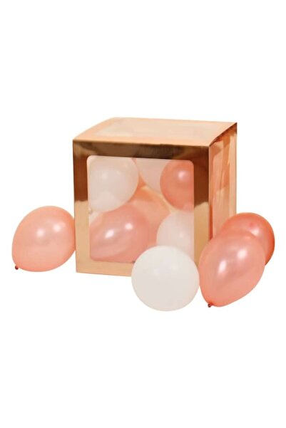 SHOPIENS Decorative Box Balloon DIY, Gold Pink, 30x30x30cm, Set of 3
