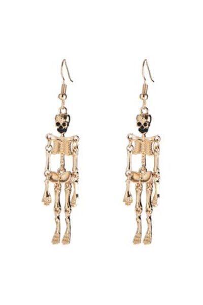 Silver Star Cercei schelet suspendați, culoare aurie, cu pietre negre