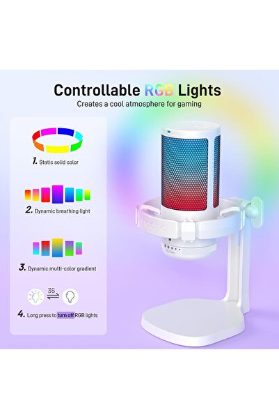 MAONO Gaming Microphone for PC with Noise Cancellation, USB Condenser Mic for Computer, Mac, Laptop,