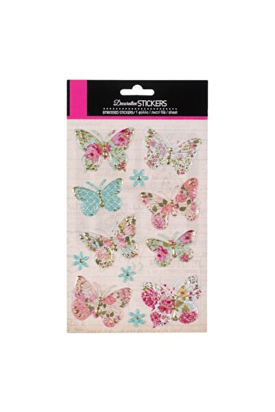 SHOPIENS Set de stickere decorative, fluturi vintage, detalii aurii, multicol...