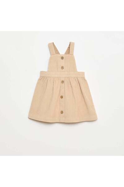 KIABI Velvet Overalls with Straps BEIGE