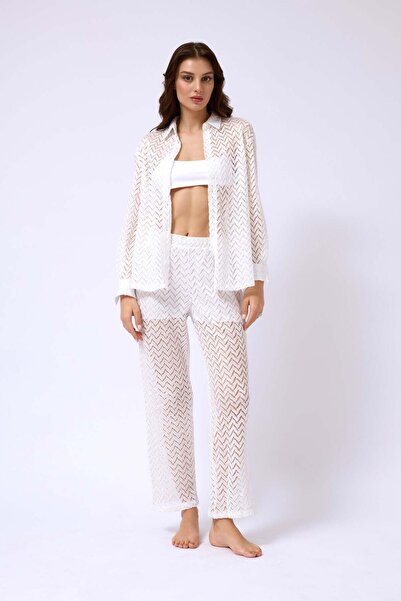 Maxi modena Brode White Shirt Pants Set