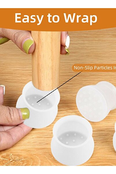 HZL HOME 4 Adet Silikon Sandalye -Masa Ayağı Kaydırmaz Silikon