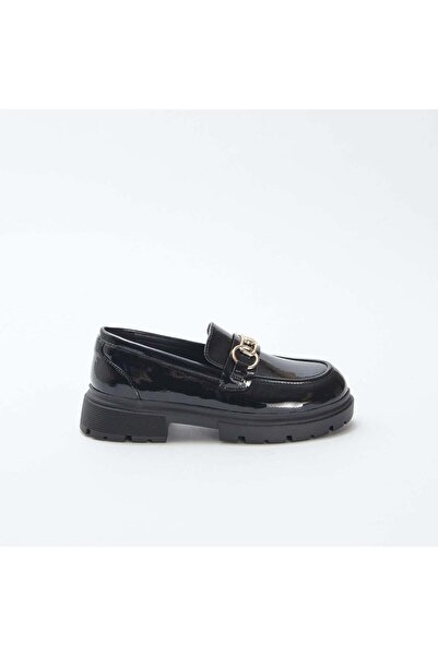KIABI Patent loafers with gold-coloured buckle BLACK