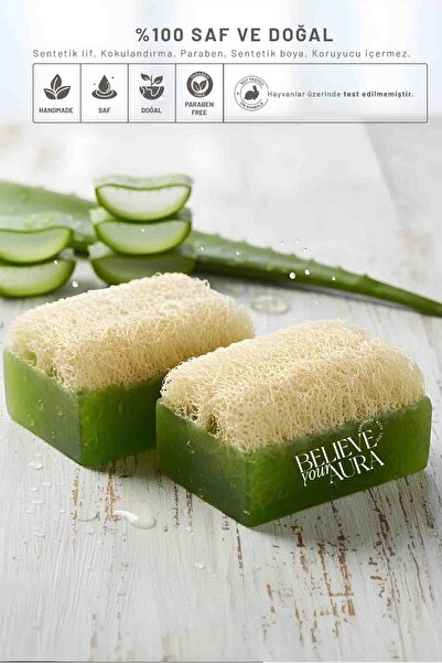 Believe Your Aura Doğal Kabak Lifli Aloe Vera Sabunu 2'li Premium Set 130 grx2
