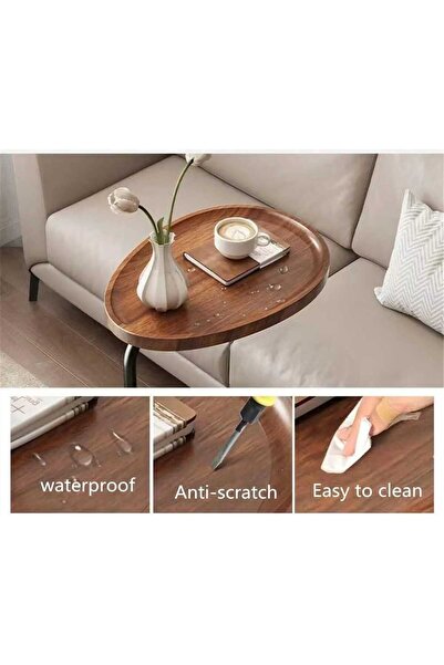 Golden Bark C-shaped coffee table for living room and bedroom