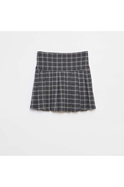 KIABI Flared skirt with check pattern GREY