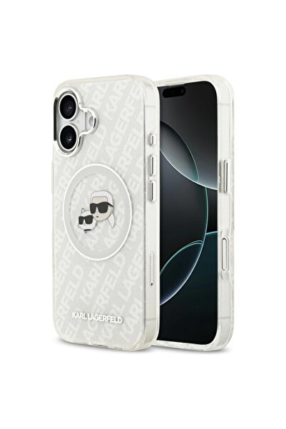Karl Lagerfeld Case for IPhone 17, IML Glitter K&C Heads Logo MagSafe, Clear Mono Karl&Choupette