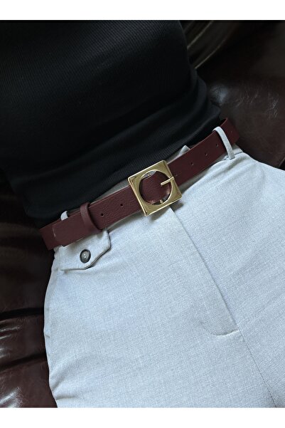 LİA KEMER Kare Accessory Gold Buckle Women's Belt, Daily Belt, Jacket Belt, P...