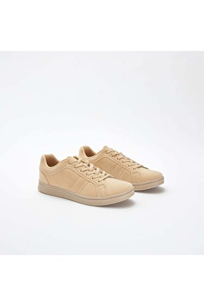 KIABI Plain low-top faux suede trainers BEIGE