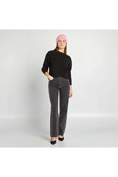 KIABI Stylish ribbed knit jumper BLACK