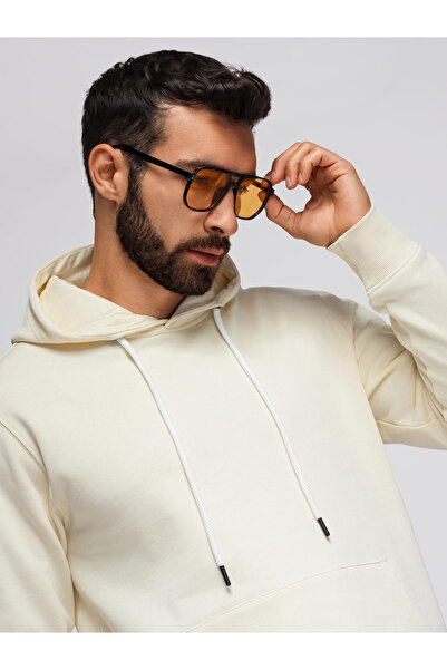 OMBRE Men's Hooded Sweatshirt - Cream v11 OM-SSBN-0177