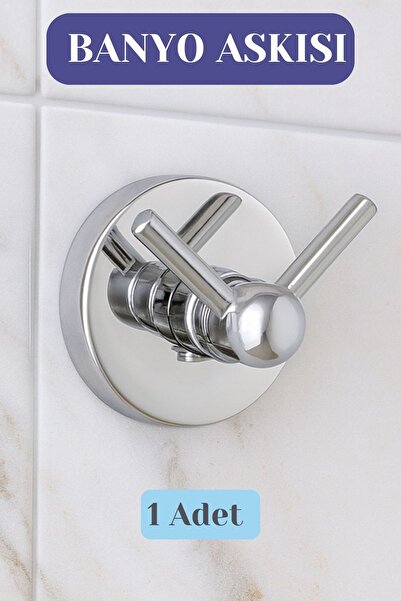 Badem10 Askılık 2’li KROM Vidalı Paslanmaz Metal Duvar Askılığı Gümüş Renk Ba...