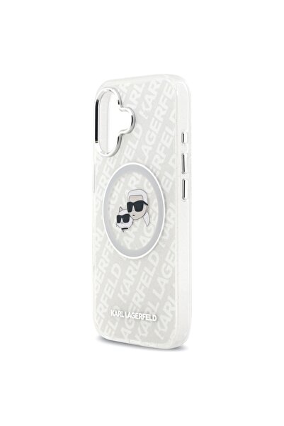Karl Lagerfeld Case for IPhone 17, IML Glitter K&C Heads Logo MagSafe, Clear Mono Karl&Choupette