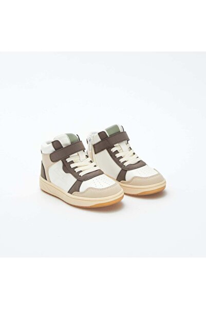 KIABI High-top trainers with hook-and-loop and lace-up fastening GREEN