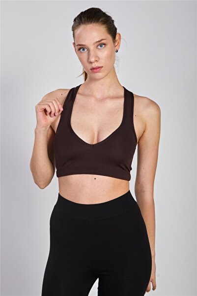 BARRELS AND OIL Women's Thick Strap Cross Back Bustier - Brown