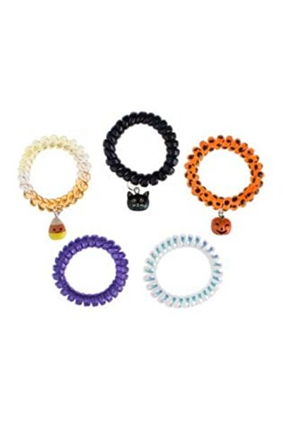 SHOPIENS Elastice de păr spiralate în diverse culori cu dovleac, pisică, poru...