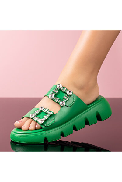 Modlet.ro Sandale verzi cu cataramă și talpă groasă pentru femei MOD09175
