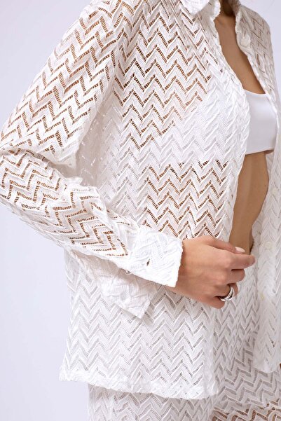 Maxi modena Brode White Shirt Pants Set