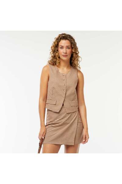 KIABI Gingham skort BROWN
