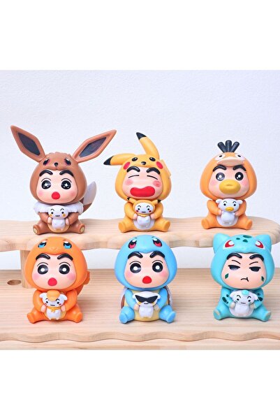 BANDAI حوالي 6.5-8.5، 6 قطع من أقلام تلوين شين تشان، بوكيمون، سايدوك، بيكاتشو...