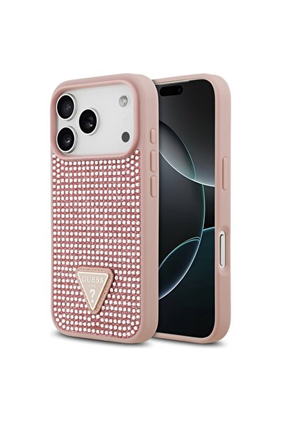 Guess Θήκη για iPhone 17 Pro, Τρίγωνο με Στρας, Ροζ