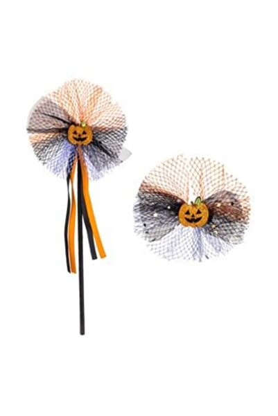 SHOPIENS Set agrafă de păr și baghetă cu sclipici colorat din tul cu dovleac,...