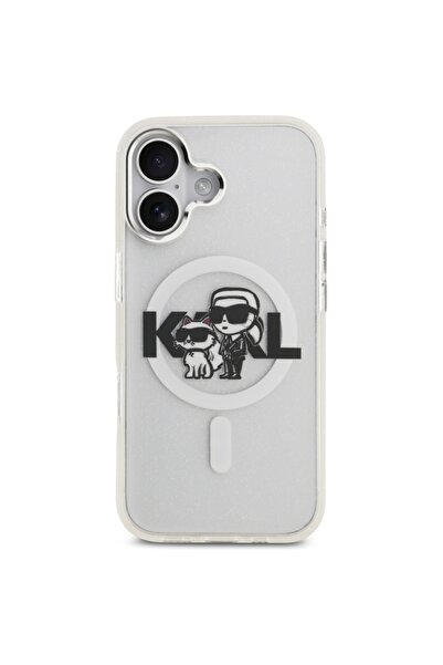 Karl Lagerfeld Case for IPhone 17, IML Glitter K&C Heads Logo MagSafe, Clear Mono Karl&Choupette
