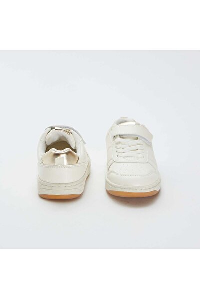 KIABI Low-top trainers with hook and loop fastening and laces BEIGE