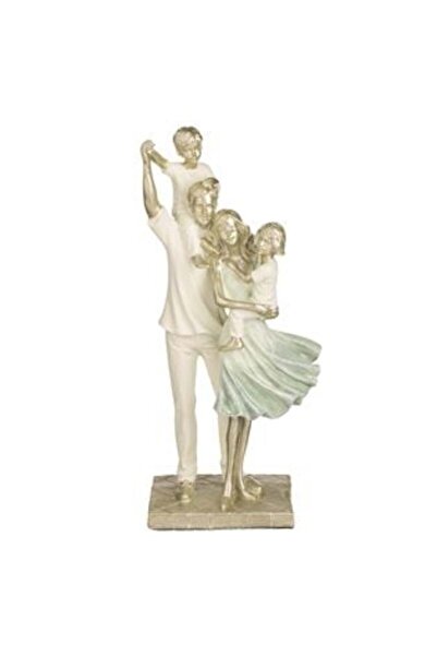 SHOPIENS Polyresin Figurine Family with Beige & Gold Details 12 x 8 x 28 cm
