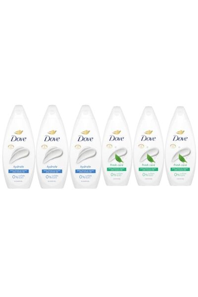 Dove Hygiene Set 6 x Components, 3 x 720ml hydrate shower gel, 3 x 720ml fres...
