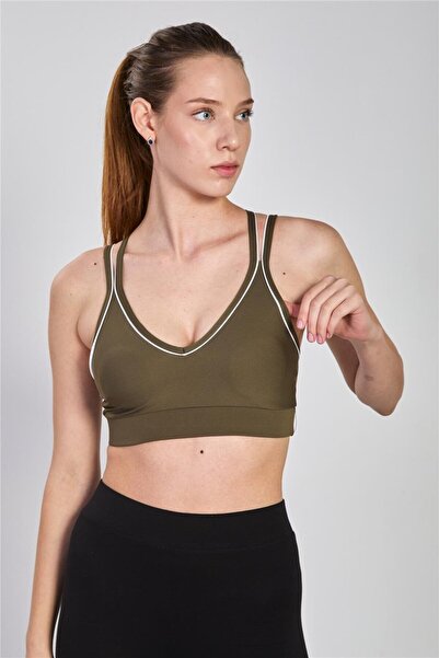 BARRELS AND OIL Women's Bustier with Cross Straps on the Back - Khaki