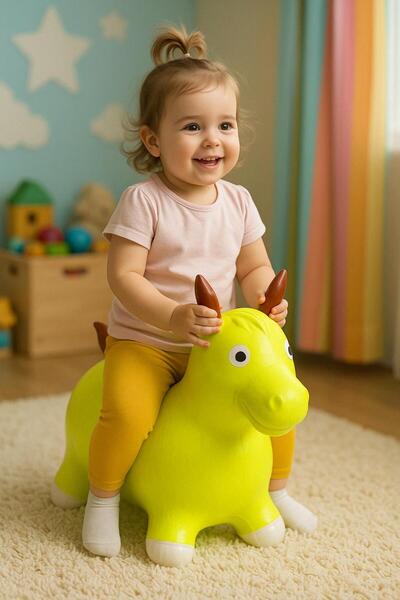 hak-iş oyuncak Neon Sarı Şişme Binilebilir Oyuncak Hayvan – Denge Geliştirici Oyuncak
