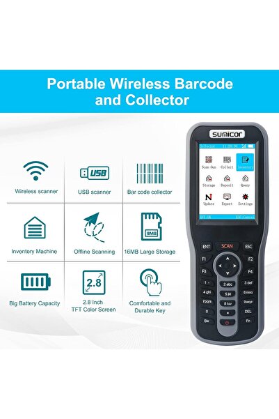 Generic Sumicor Barcode Scanner 1D & 2D QR Code PDF417 Reader, Wireless 2.4 GHz Handheld Cordless Rechargeab