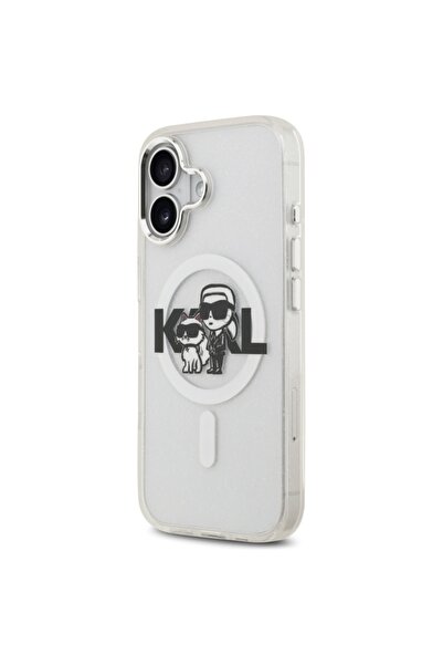 Karl Lagerfeld Case for IPhone 17, IML Glitter K&C Heads Logo MagSafe, Clear Mono Karl&Choupette
