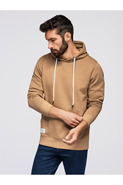 OMBRE Ανδρικό Φούτερ με κουκούλα - Καφέ V2 OM-SSBN-0177