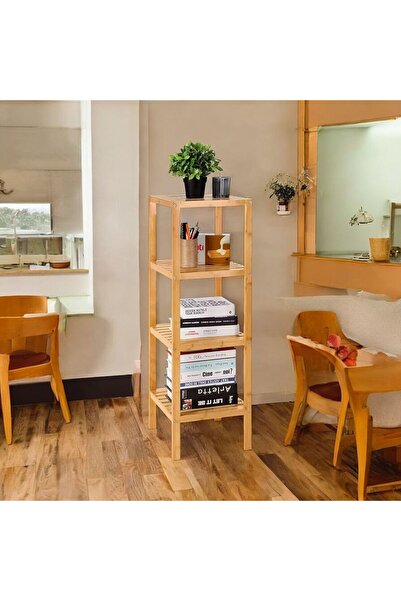 Noor رف خشبي من خشب البامبو, 4 ارفف,110*36*33