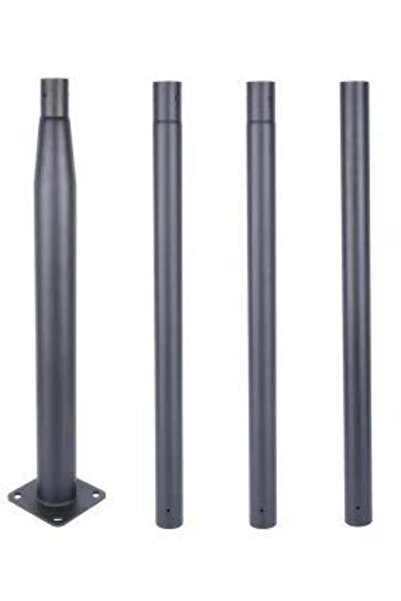 RFAN Metal Pole for Solar Lamps with Flange, 3M, Grey