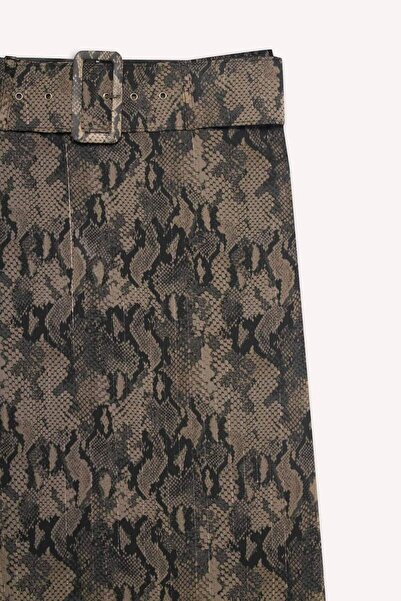 DeFacto Regular Fit Desenli Astarlı Şifon Midi Etek G0194AX25AU