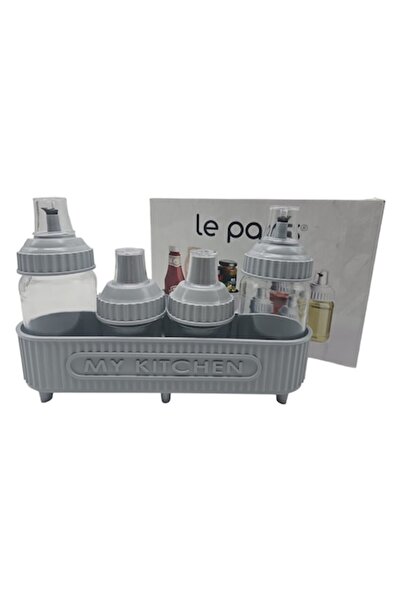 ABS Set 4 oliviere sticla + suport plastic, gri 3383