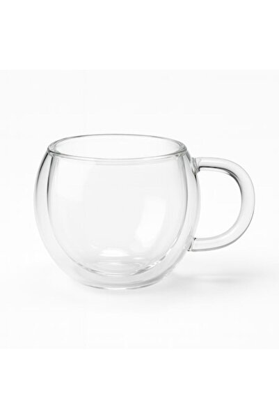 ABS Double-walled glass mug, 80 ml, with handle