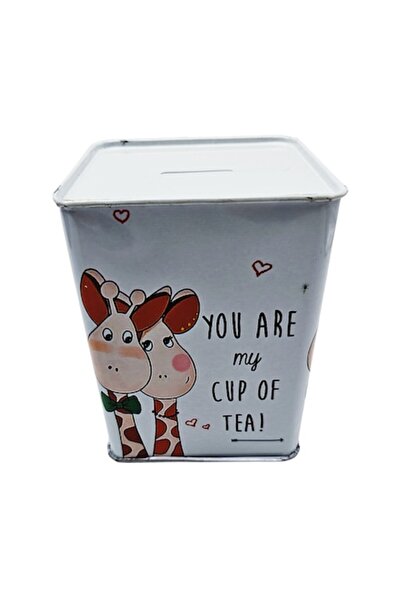 ABS Pușculiță pătrată din metal cu imprimeu de girafă 11x14 cm