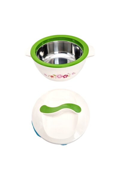 ABS Thermal food container, white/green, 1 L