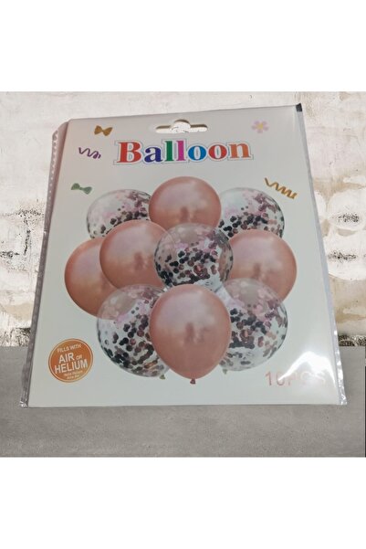 ABS Set 10 Latex Balloons with Confetti, Brown/Transparent